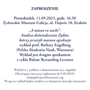 Analiza doświadczenia Żydów, którzy przeżyli masowe egzekucje Zaproszenie